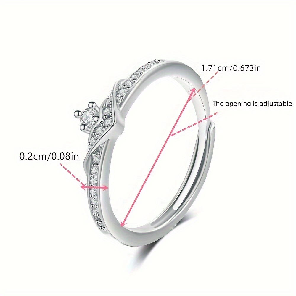 Adjustable CZ Classic Ring Rose/Silver Color